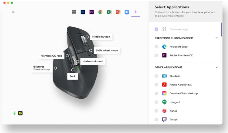 An interface of customizing mouse